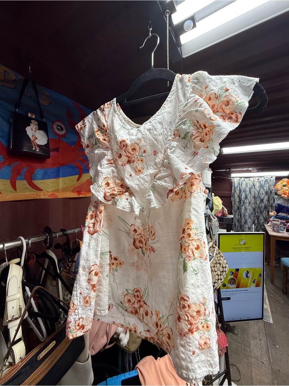 a.n.a White Floral Print Top with Subtle Pastel Accents